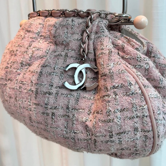 Authentic Pre-Owned Chanel Tweed Boucle Knitting Bag Pink - Picture 13 of 13